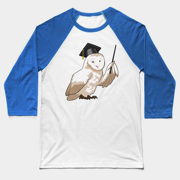 Owl as Teacher with Pointer Baseball T-Shirt by Markus Schnabel